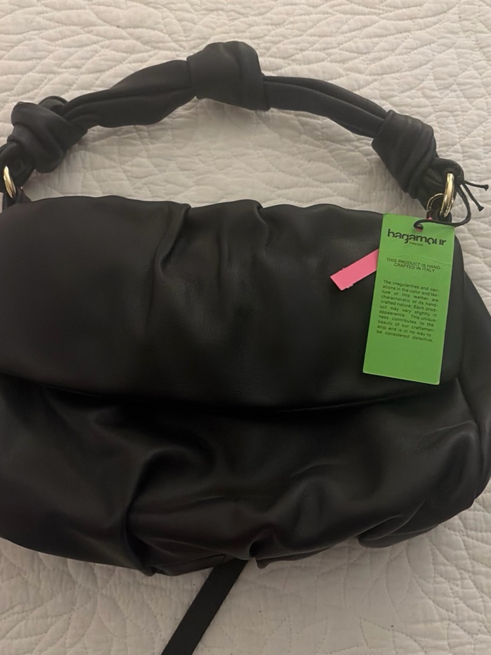 Hagamor Black Knotted-Handle Shoulder Bag